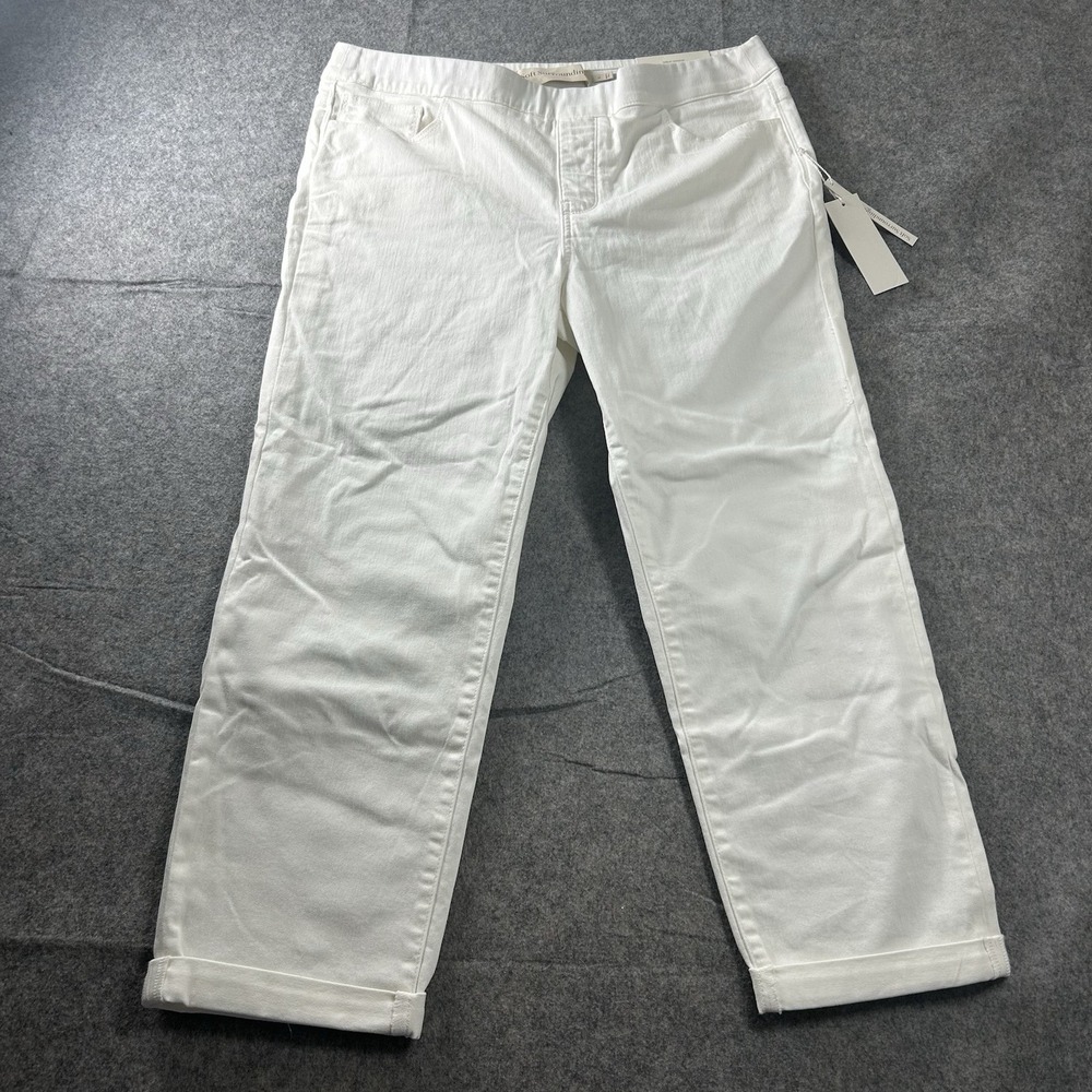Soft Surroundings Jeans Women's L Ultimate Denim Pull On Straight Leg Crop White